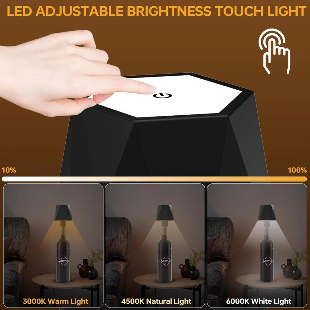 Portable Rechargeable LED Table Lamp Touch Switch 3 Levels Dimmable Desk Lights Bar Club Dinner Creative Decor Ambient Lighting