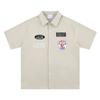 2025 Summer New Ami Kaji American College Style Tooling Shirt Locomotive Suit Badge Cloth Embroidery Shirt