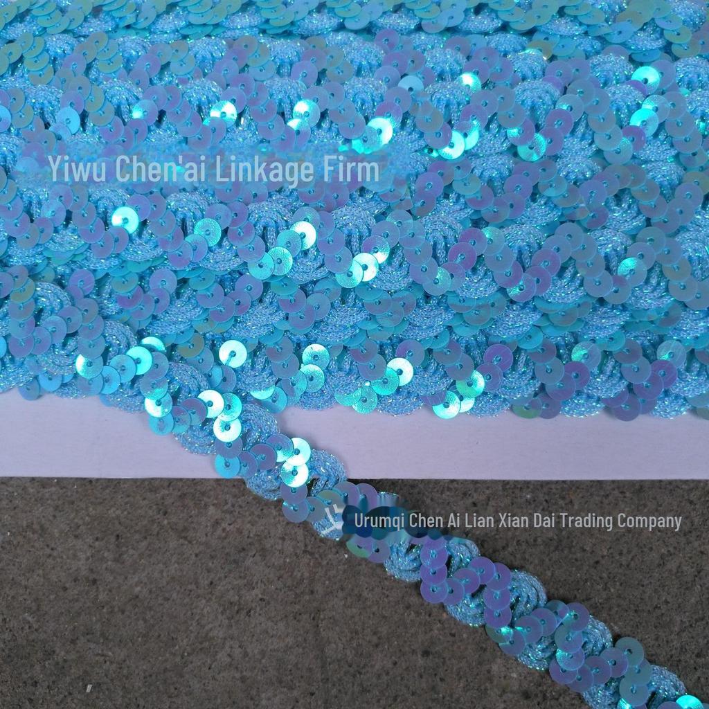 S-Shaped Sequin Lace Beads with 1.5CM Gold and Silver Ribbon for Clothing and Stage Accessories