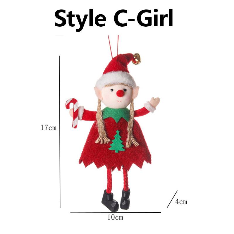 Newest Christmas Elves Stuffed Plush Dolls Hanging Ornaments Xmas Tree Decor Cute Boy Girl Elf Pendant Kids Gifts New Year Noel