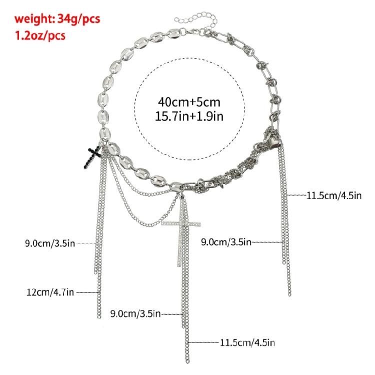 Elegant Religious Inspired Fringe Crucifix Necklace Alloy Collarbone Chain Perfect For Daily Use Evening Parties