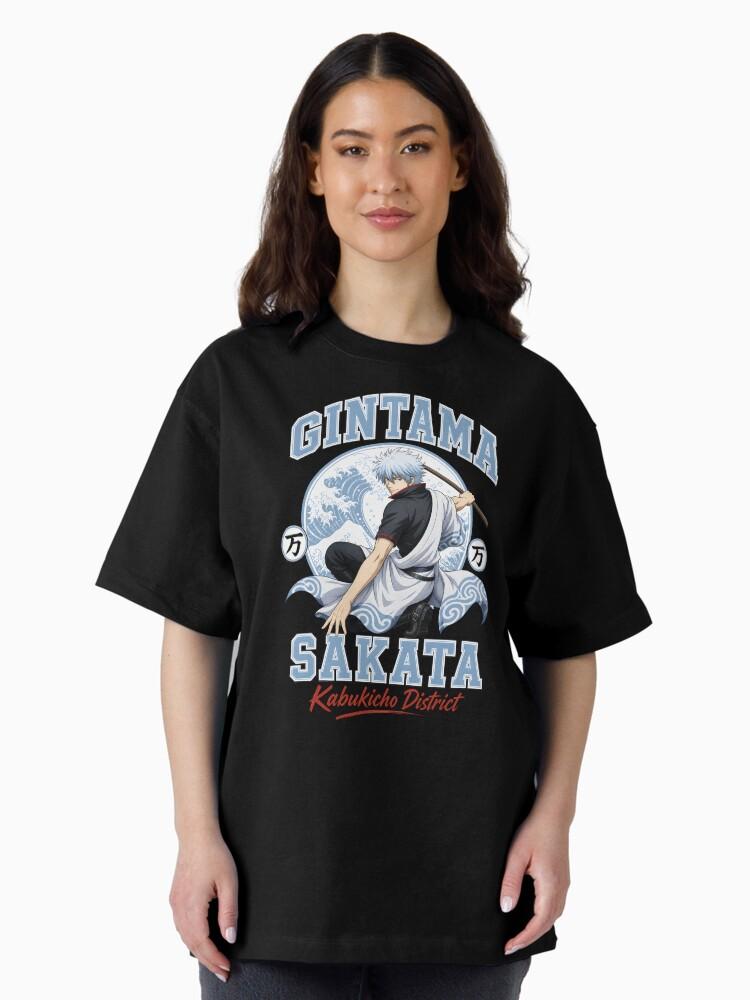 Gintama Dynamic Silver Hair Samurai Wave Circle Athletic Graphic Oversized Unisex T-Shirt