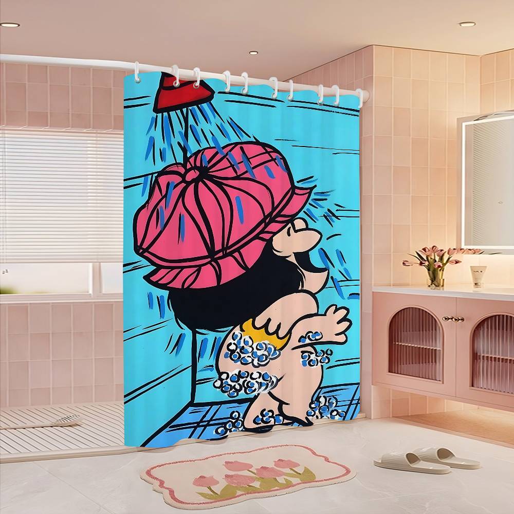 Cartoon Mafalda Bathroom Shower Curtain Shielding Partition Shower Curtain Quick Dry Can Be Scrubable Light Opaque Bath