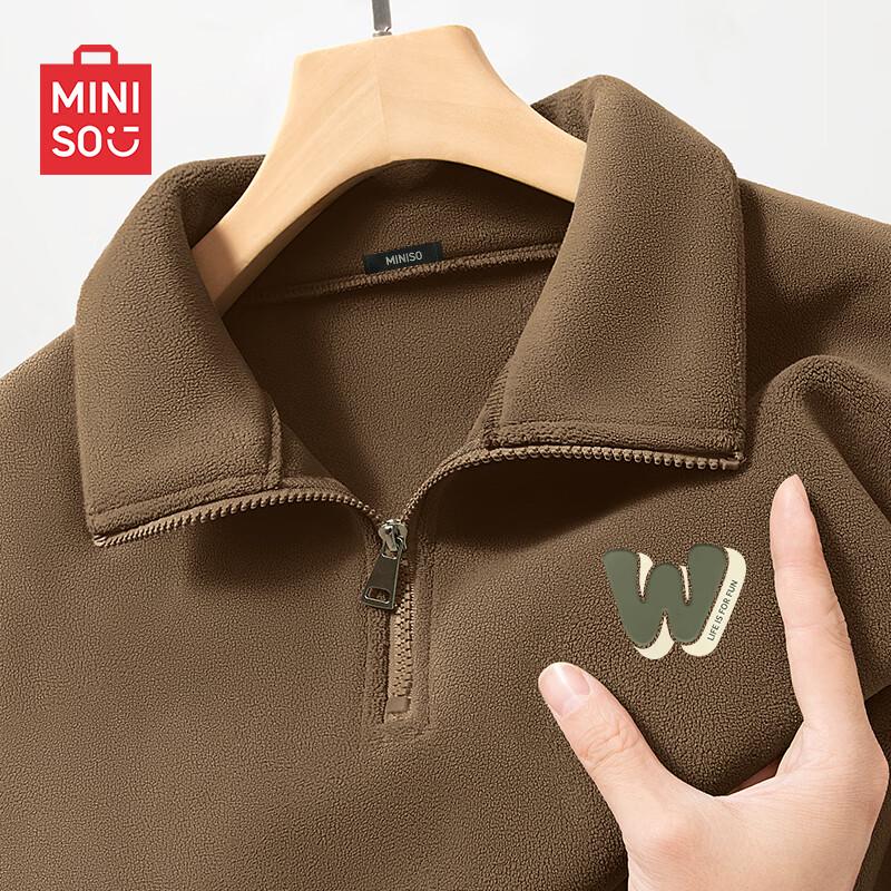 

MINISO Men s Winter Half-Zip Fleece Hoodie 3XL