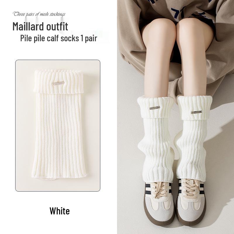 

Newcomer Discount: White Knitted Leg Warmers - Warm, Thick Autumn/Winter Calf Socks