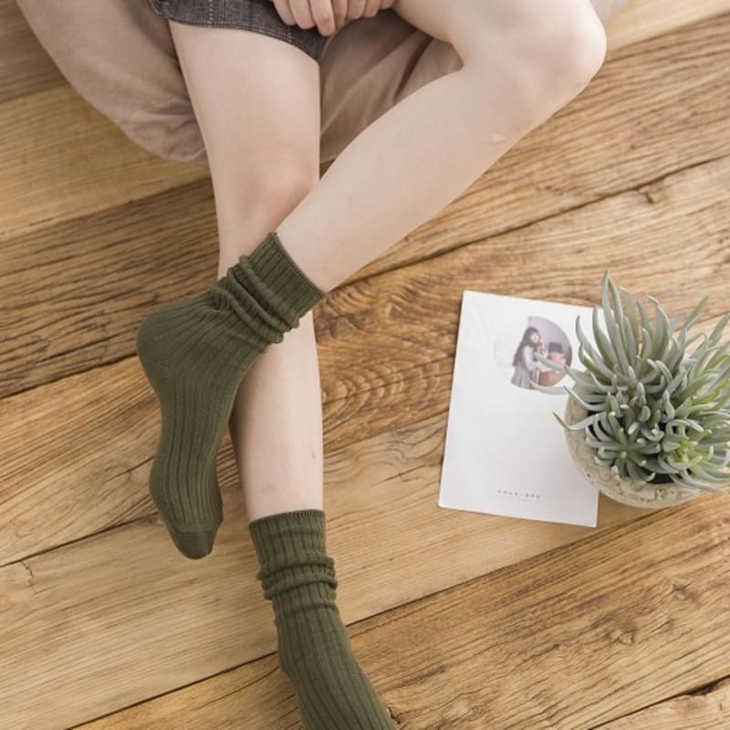 

ANGEL SOCKS 1226 Thick ribbed socks PINK