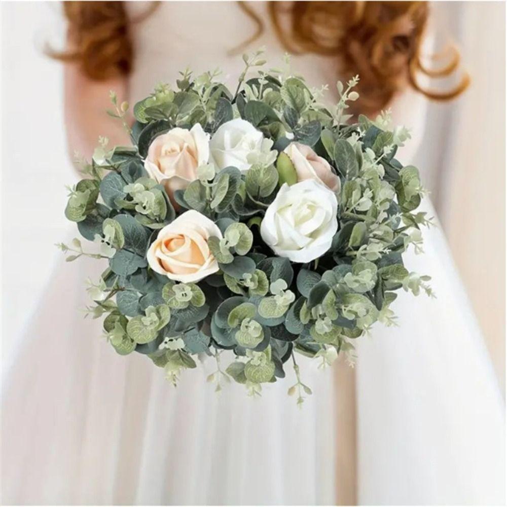 20Pcs Green Color Fake Eucalyptus Plants Decoration Artificial Plants Bouquets  Wedding Decor