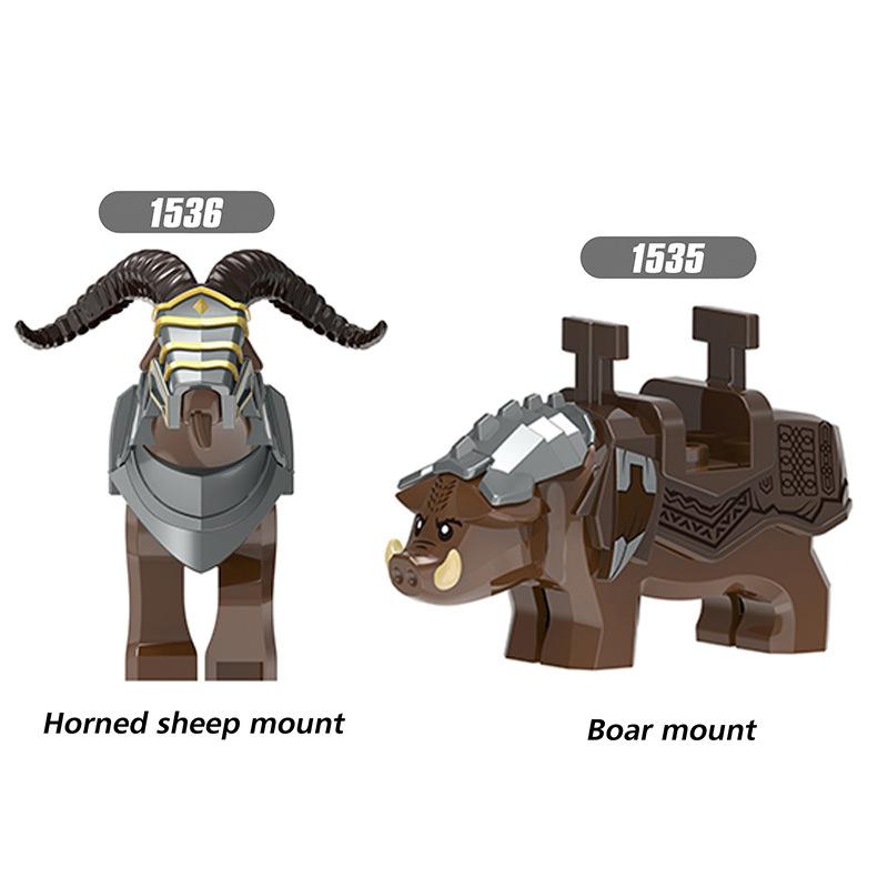 Classic Medieval War Series Wild Boar Horned Sheep Mounts Building Blocks Evil Dwarf Animals Mount DIY Bricks Toys For Kids Gift