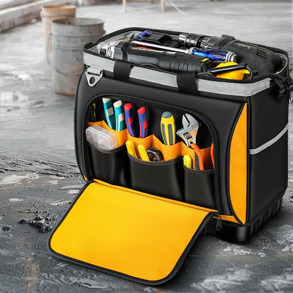 Tool Bag Multi-Pockets Electrician Caddy With Waterproof Hard Base Detailing Bag For Home Repairs Garage Storage bag
