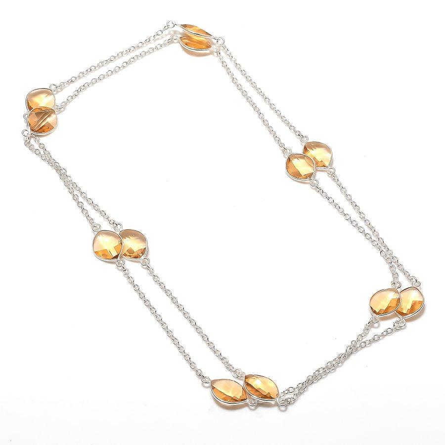 Natural Morganite Gemstone 925 Sterling Silver Jewelry Necklace 18" ASN-6011