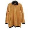 90s Made In Italy Old Back Print Long Sleeve Half Zip Velour Polo Shirt Men's Used