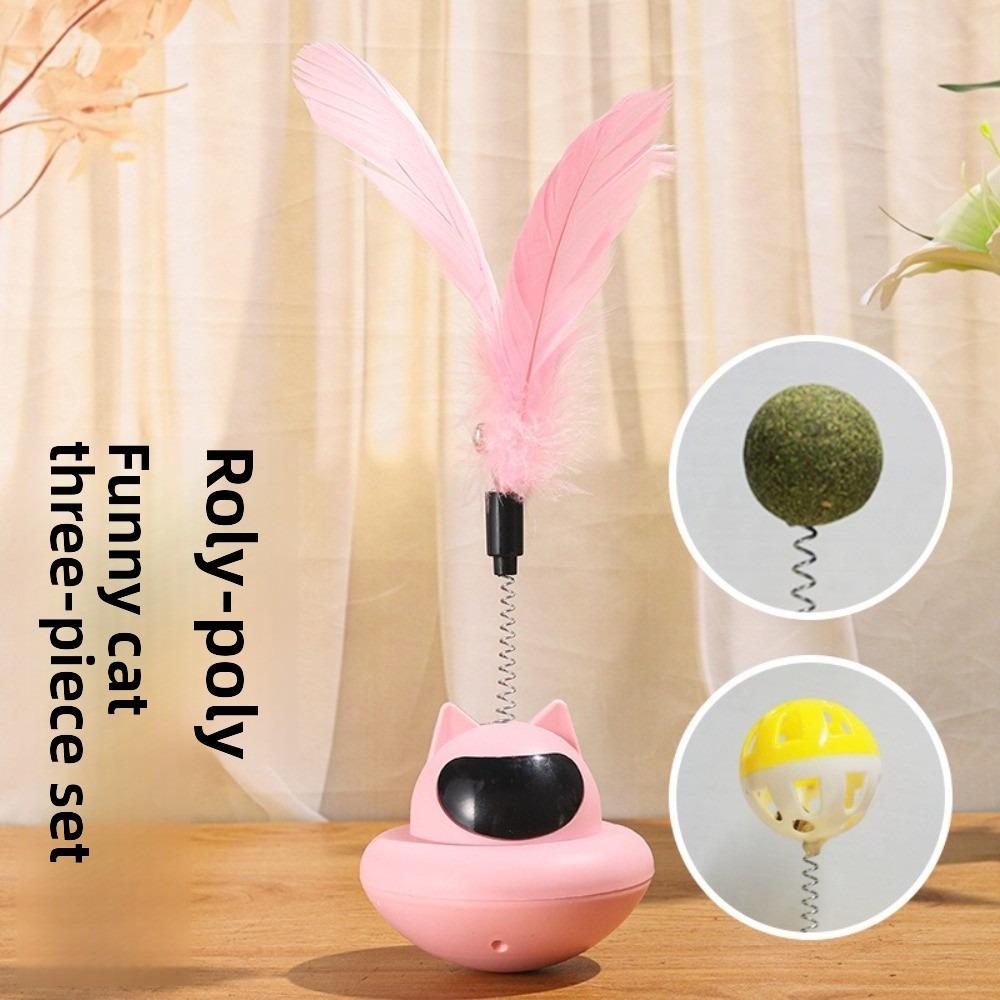 Feather Attachment Suction Cup Cat Teaser Wand Tumbler Design Anti-Boredom Tumbler Base Feather Self Play Teaser Wand Solo Play