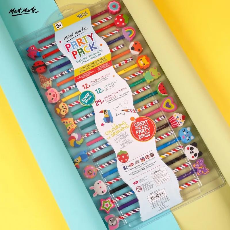 Mont Marte Cartoon Pencils with Eraser, 24-Piece Gift Set