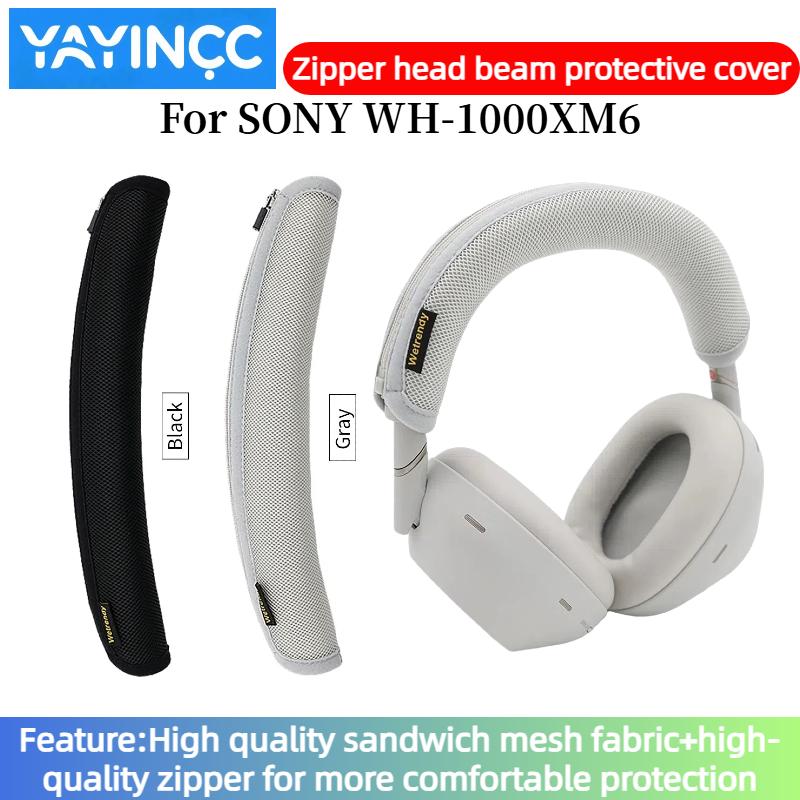 YAYINCC Kopfbügelabdeckung für SONY WH-1000XM6 Kopfhörer Reißverschluss gestrickter Stoff Kopfbügel Schutzabdeckung Fortgeschrittenes Gefühl