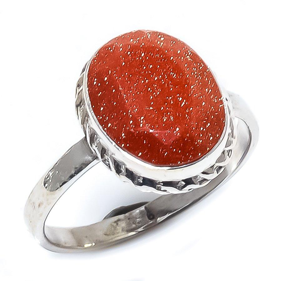 Natural Sunstone Gemstone Handmade 925 Solid Sterling Silver Gift Ring S.8 K8f90