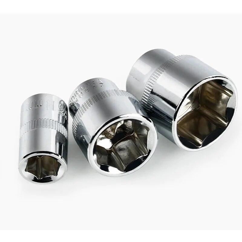 Cap cheie hexagonală de 3/8" cu antrenare 10mm cheie hexagonală antirugină 6mm-24mm set de prize Adaptor cheie cuplifică Instrument de reparație auto 28mm lungime