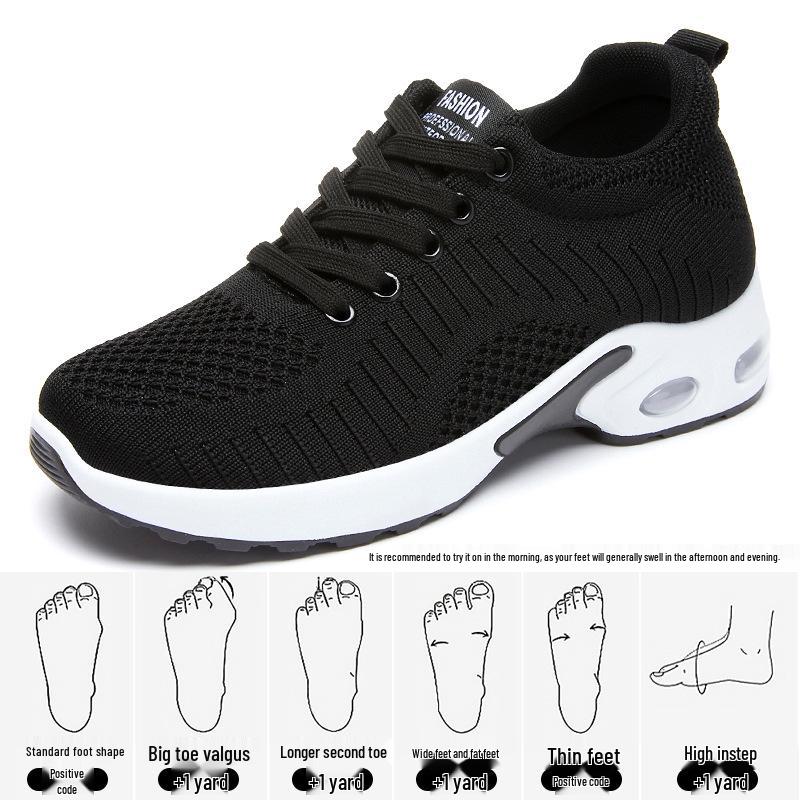 Women's 2025 Lightweight Air Cushion Plus Size Running Shoes - Solid Color, Versatile Lace-up Casual Sneakers