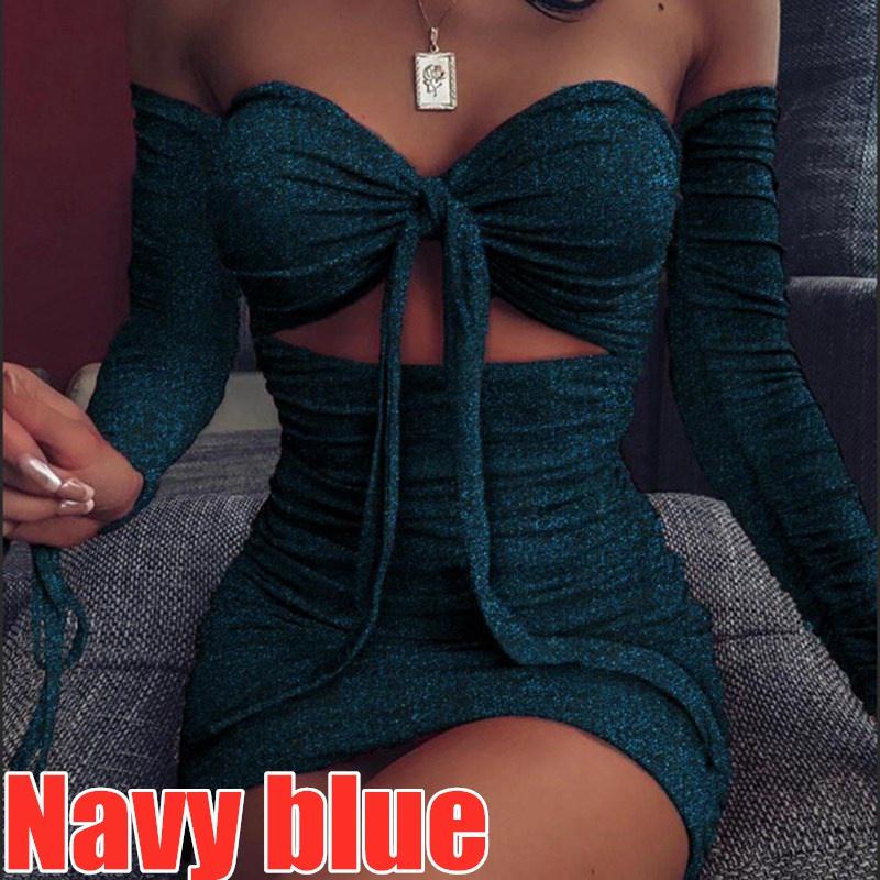 Nová dámská móda Sexy třpytivé mini šaty s štíhlými rameny Bodycon šaty Trendy společenské šaty do nočního klubu