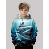 Autumn 3D Creative Fish Pattern Printed Hoodies Fashionable Casual Sports Long Sleeved Children's Boy Hooded Sweatshirts
