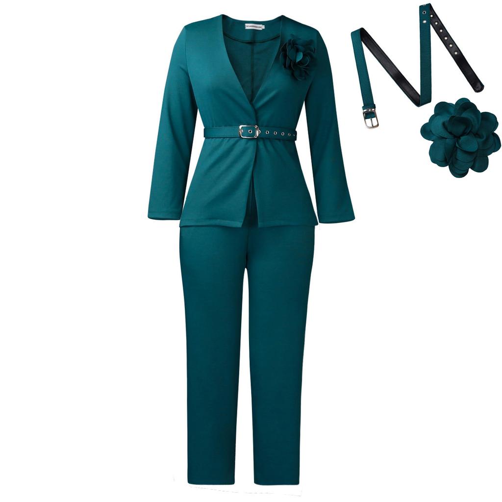 Women's Fall and Winter New Style Solid-color Fashionable Suit Pants Two-piece Set