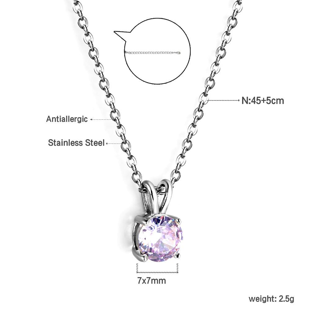 Simple Round White Diamond Pendant Necklace Elegant Versatile Collarbone Chain Jewelry For Women