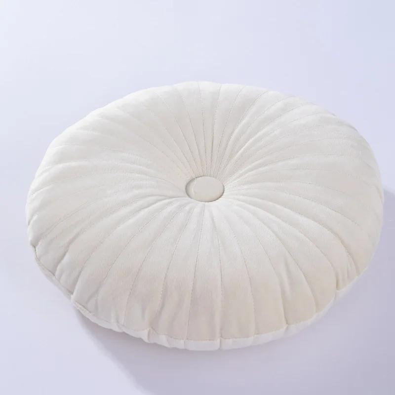 

Nordic Pumpkin Throw Pillow Soft Velvet Double Sided Embroidered Button Pillow Circular Tatami Sofa Chair Seat Cushion Luxury