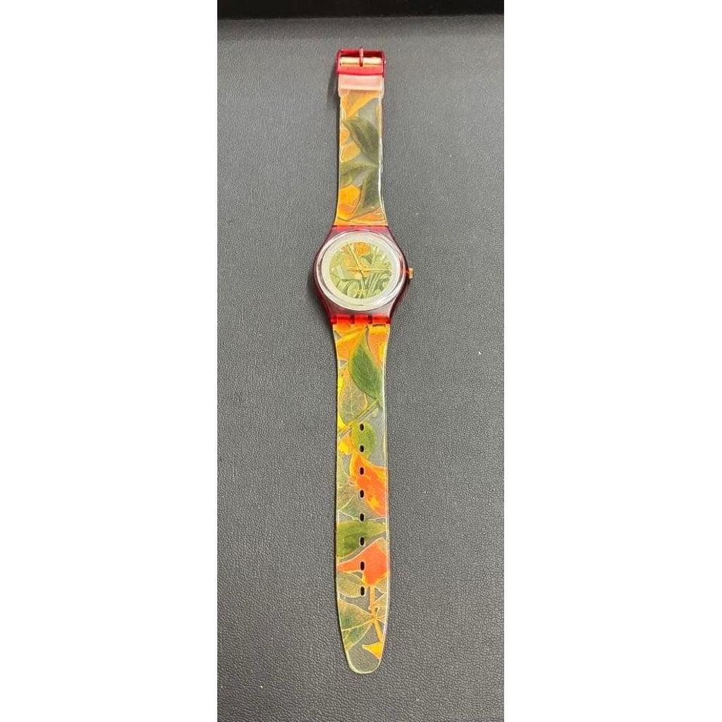 Used Swatch watch botanical pattern analog working item