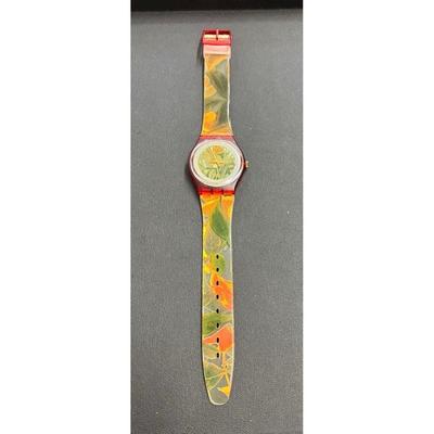 Used Swatch Watch Botanical Pattern Analog Working Item