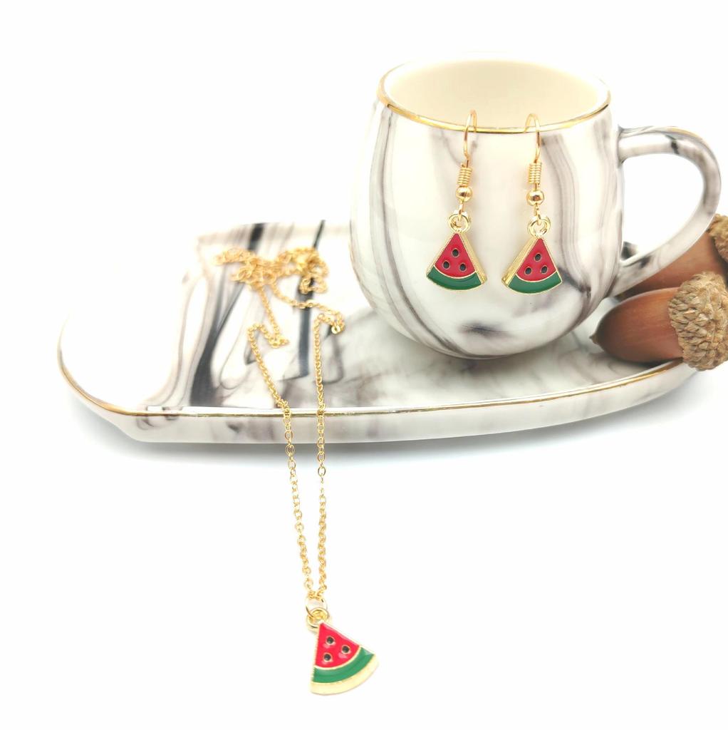 Personalized Strawberry & Cherry Clavicle Necklace Set - Elegant Fruit Design