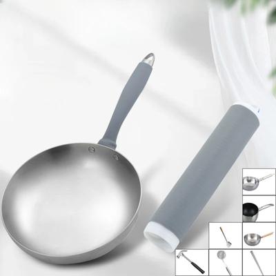 Wokgriff Hitzeschutzhülle Handgefertigter Eisentopf Verbrühungsschutz Gummi Haushalt Edelstahl Milchtopf Bratpfannenset Essen