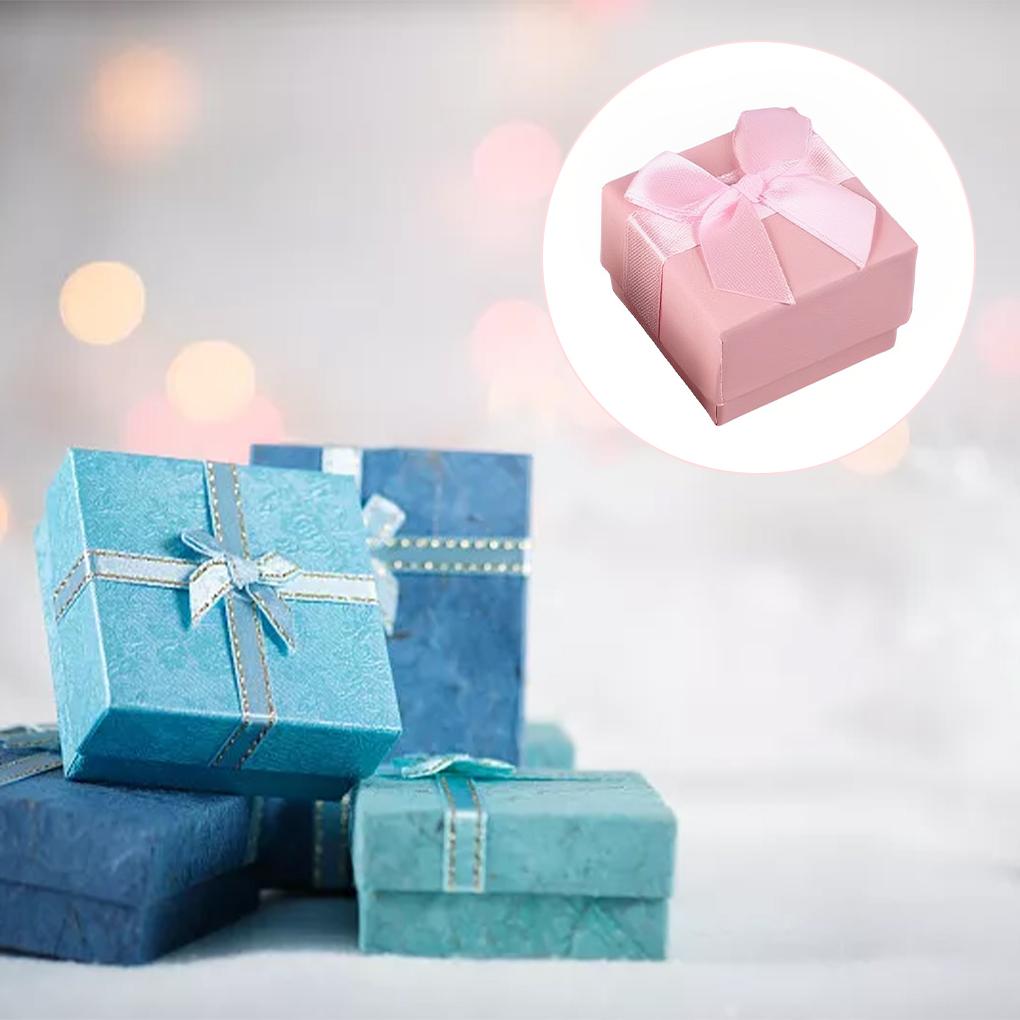 Schmuckschatulle Deckel Schleife Einfarbig Verpackungsboxen Staubdicht Klein Elegant Aufbewahrungshalter Halskette Ohrringe Reise