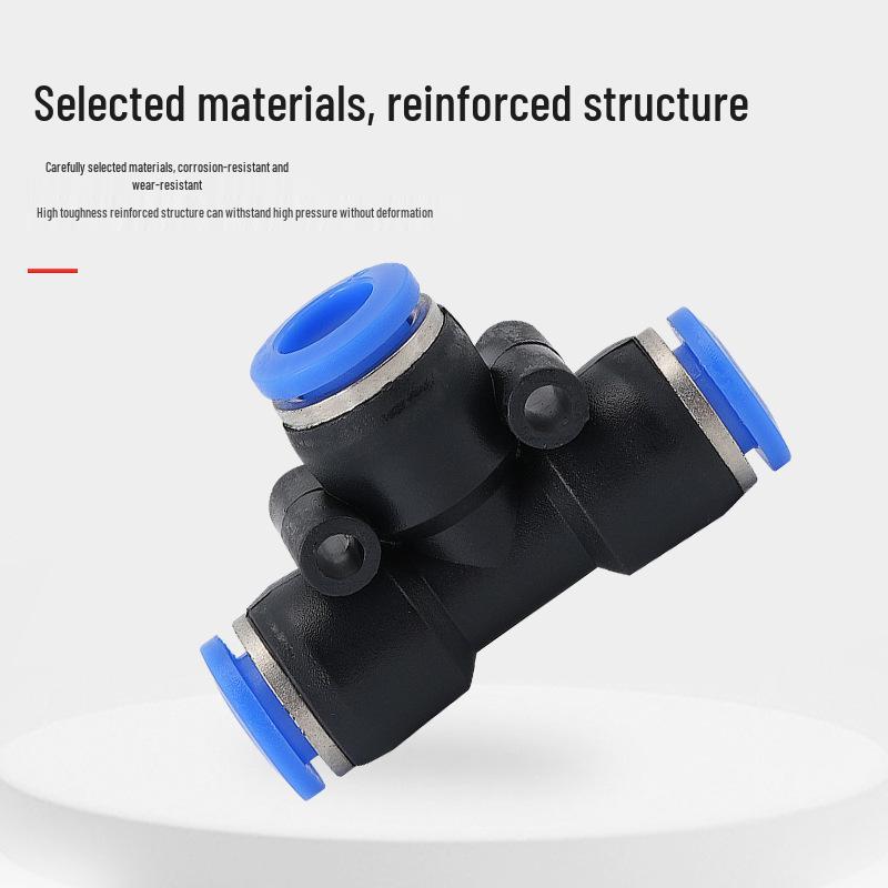 Three-Way Quick Connect Air Tube Straight Through Joint (PU16, PV4, PE6, PZA8, PY10, PK12, PKG14)