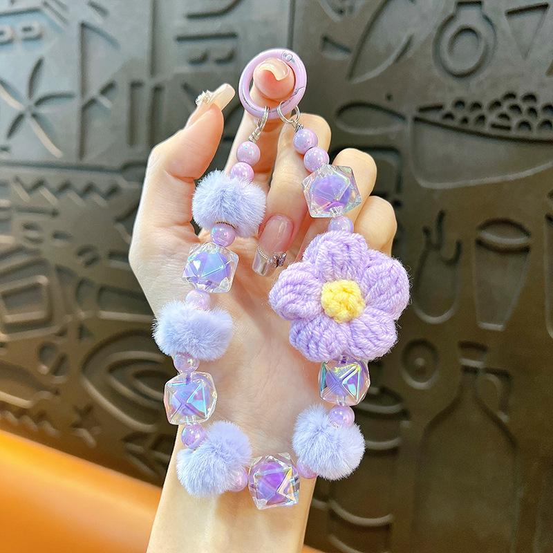 Creative Cute Biscuit Beaded Keychain: Plush Mobile Charm & Bag Accessory Gift