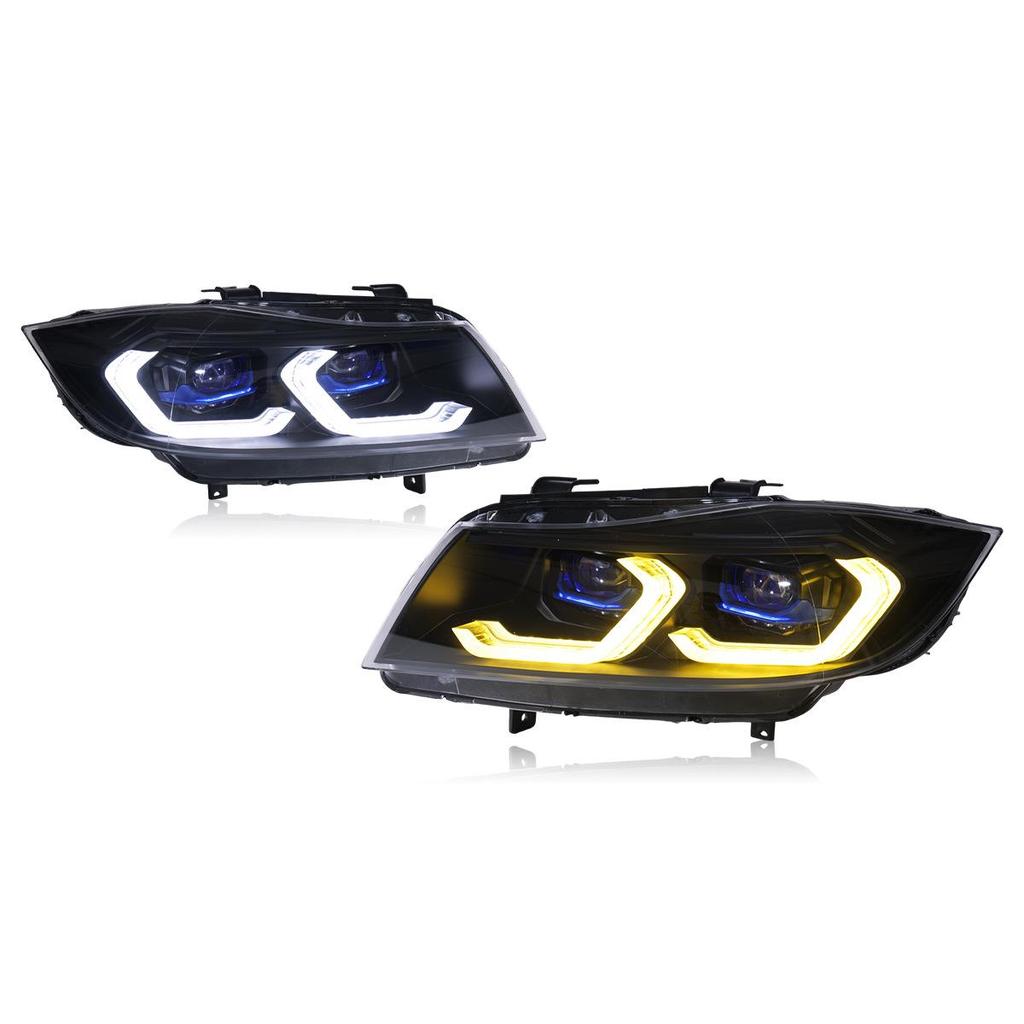 LED Projector Headlight Assembly with Bi-color DRL & Turn Signals for 05-12 BMW 3 Series E90