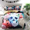 Sugar Skull Duvet Cover Set,3D Printed Gothic Skull Bedding Set,Soft  Comforter Cover with Zipper Closure and 2 Pillow Shams