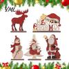Retro Christmas Snowman Ornaments Nordic Ornaments, Wood Reindeer Santa Claus Figurine, Indoor Holiday Table Rustic Desktop Decoration for Home