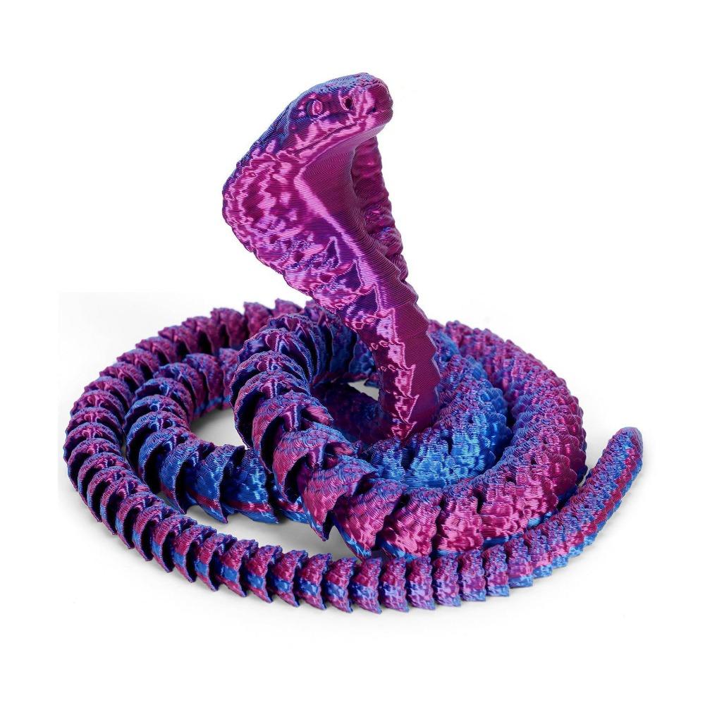 Realistic 3D Printed Snake Multicolor Animal Simulation Model Cobra Ornament  Car Decoration