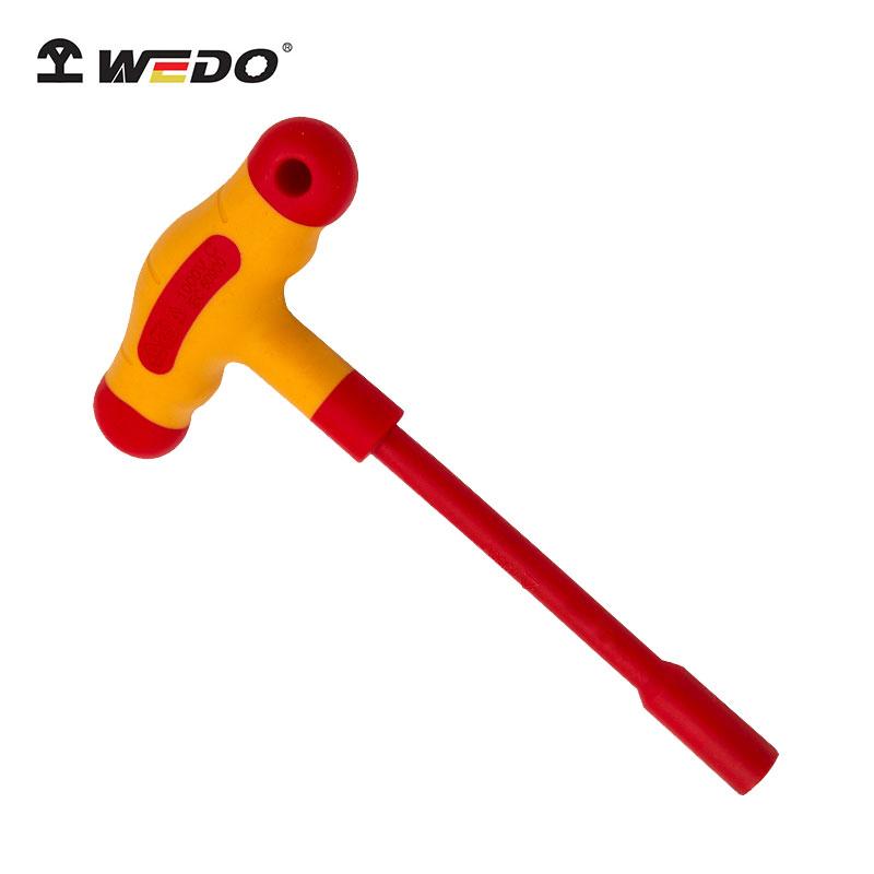 WEDO VDE GS Electrician Finework Professional Hand Insulated Injection Sliding T Type Wrench IEC60900 AC1000V (Natural,Injection Sliding T Type Wrench&8 mm) естественный