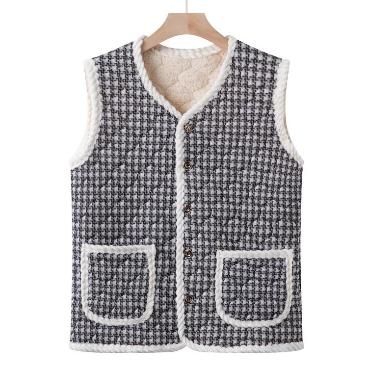 

Mothers Add Velvet Vest Sleeveless Vest for Comfort and Warmth. New Western Style Cotton-padded Jacket Autumn and Winter Clothes. 2XL
