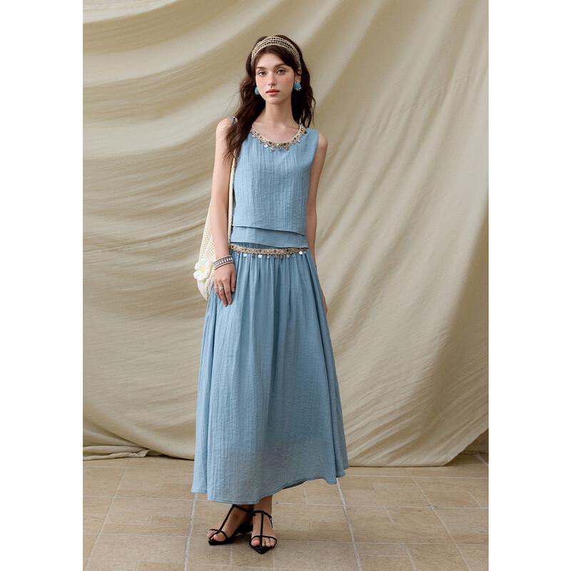 Women's Elegant Sequin Vest & Long Skirt Set
