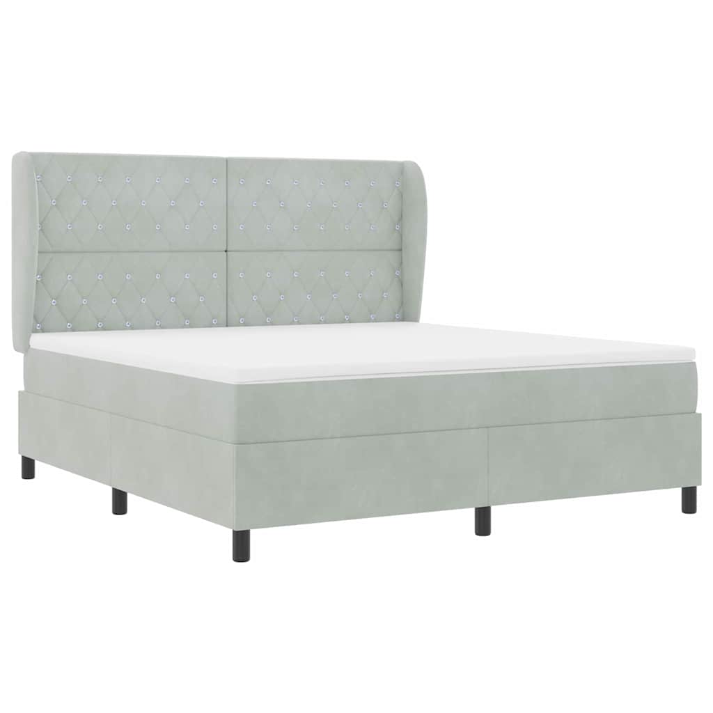 Box Spring Bed with Mattress Light Grey 200 X 180 Cm Velvet