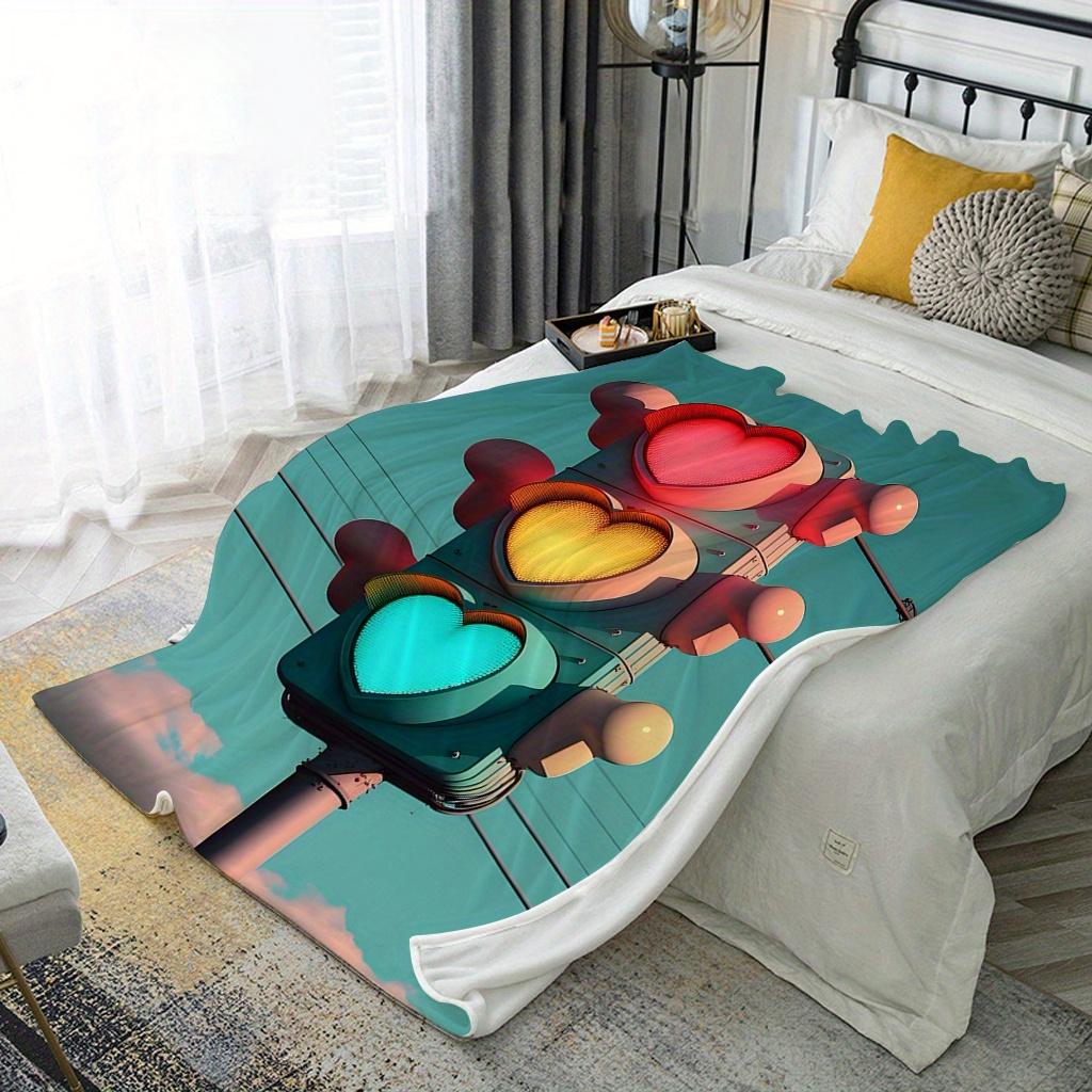Creative traffic light design Flannel printed blanket suitable for all seasons suitable for living room office sofa and travel