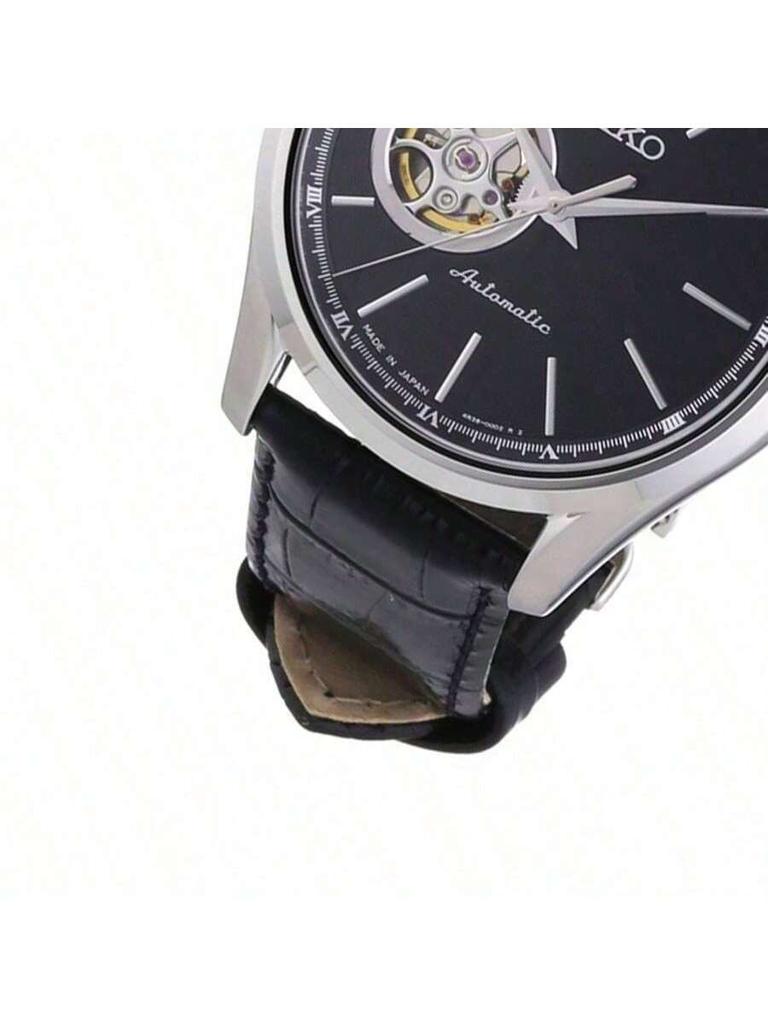 Seiko Pánské mechanické vodotěsné hodinky řady Presage SSA083J2 s řemínkem z pravé kůže.
