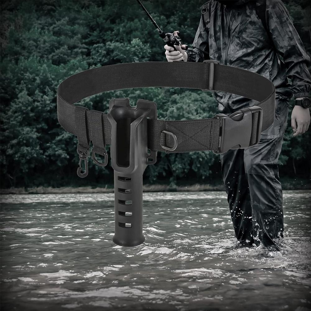 Adjustable Waist Wading Belt For Men With Fishing Rod Holder Portable Pole Inserter For Spinning Casting Support