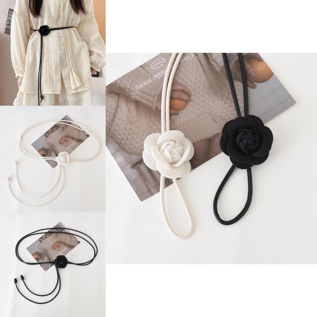 Elegant Floral Design Pu Leather Belt For Women With Soft Ties For Dresses