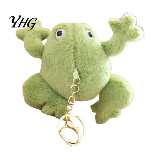 Hautfreundliches Polyester-Plüschtier, Niedlicher Frosch-Schlüsselanhänger, Weicher Stofftier-Anhänger mit erhöhter Pfote, Cartoon-Schlüsselanhänger-Taschenanhänger für Rucksack, Mini