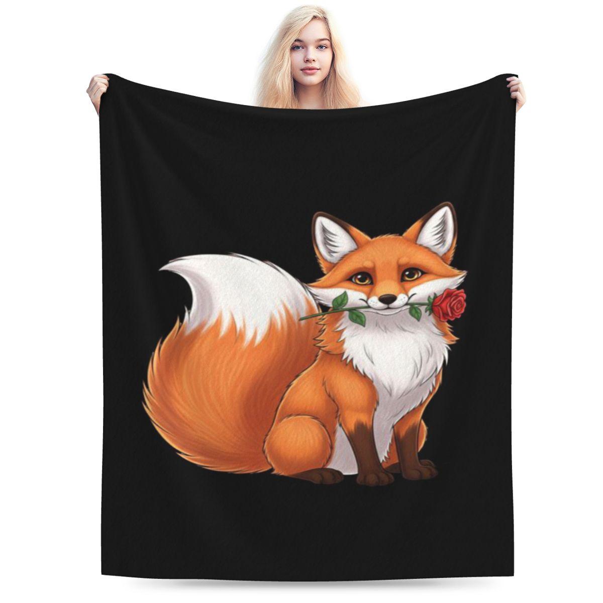 

Fox With Rose Personalized Comfortable Decorate Home An UltraSoft Micro Fleece Blanket 75x100cm 30x40in