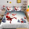 Kemila 3D Bedding Set Christmas Elk Pattern Duvet Cover Comforter Bed Linen Single Twin Full Queen Size Kids Girl Boys Gift Home Decor