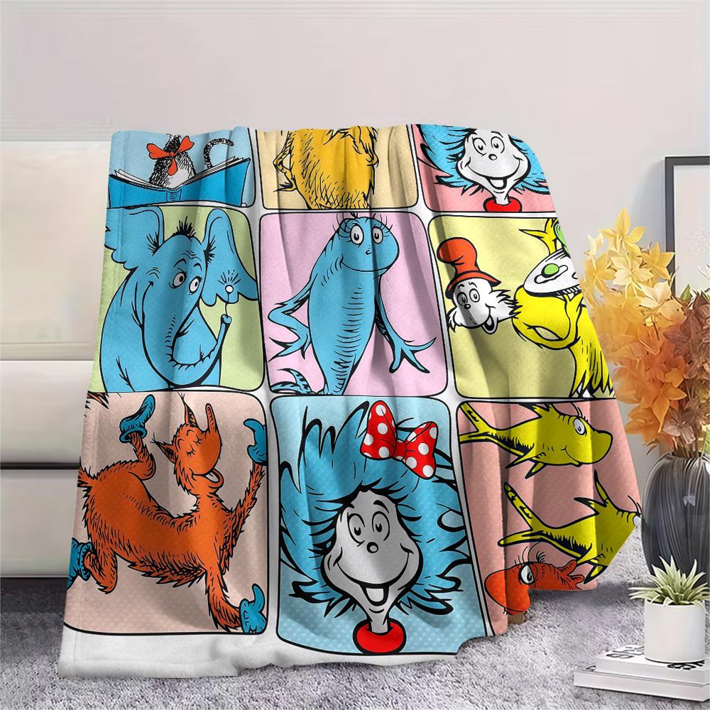 The Cat in the Hat Flannel Blanket, High quality Comfortable for All Seasons, Home Decor, Warmth and Comfort