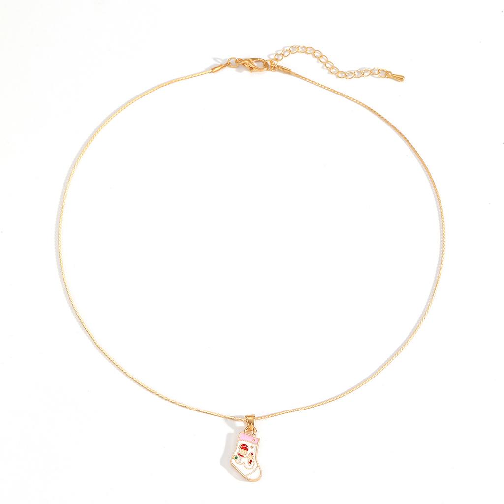 Christmas Necklace Hot-selling Fashion Dripping Oil Snowflake Bell Christmas Tree Pendant Simple Versatile Item